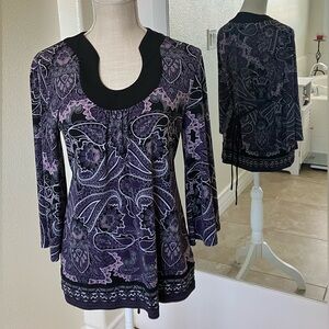 Apt. 9 Purple and Black Tunic Top, size Medium